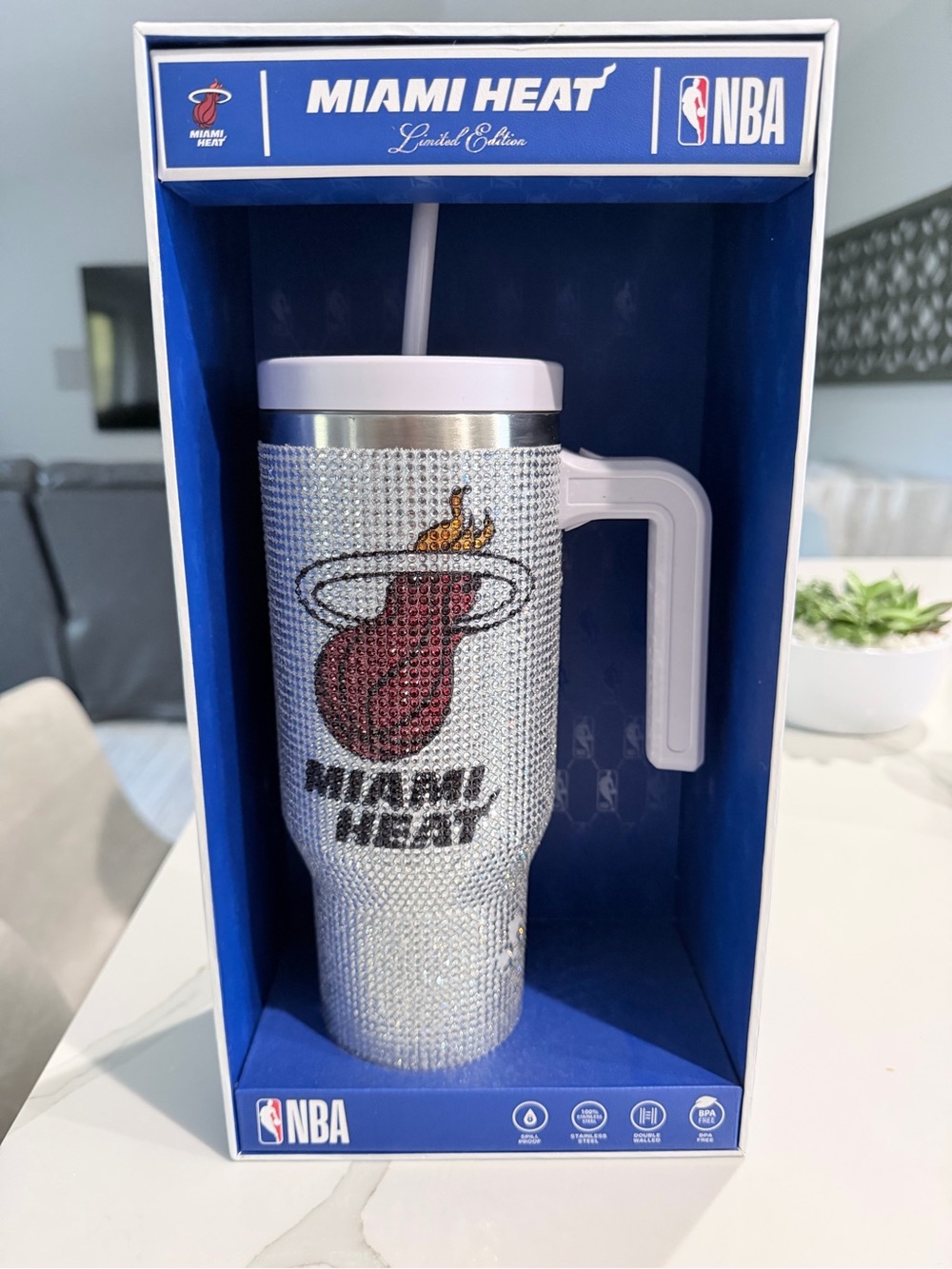 NBA Bling Stainless Steel Insulated Tumbler - Blue and Silver